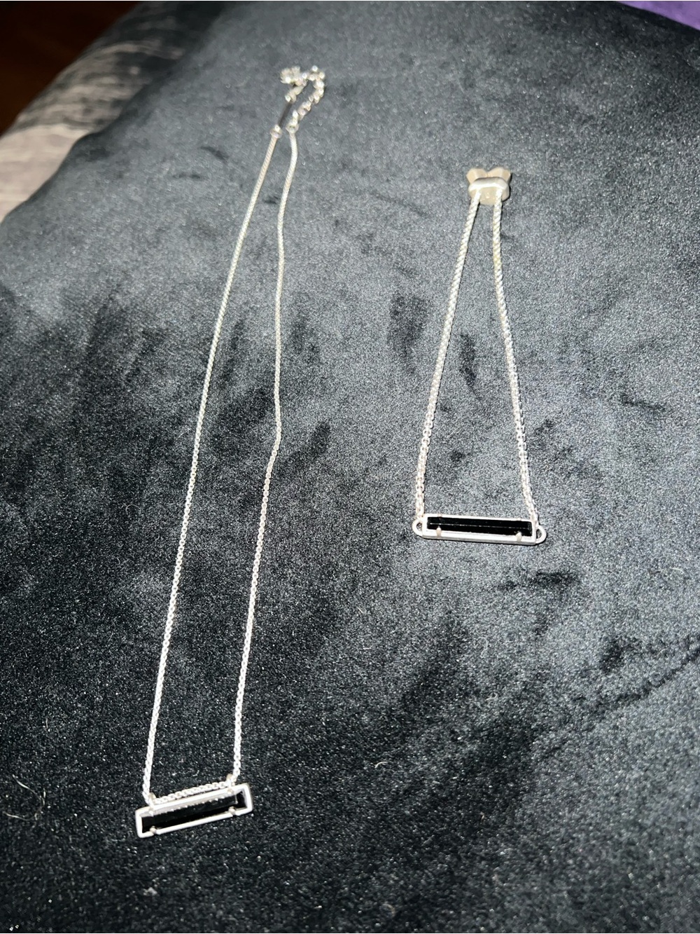 Kendra Scott Silver Necklace and Bracelet Set with Black Bar Accents